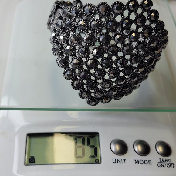 Gorgeous Hematite Rhinestone Wide Cuff Bracelet - Picture 14 of 15